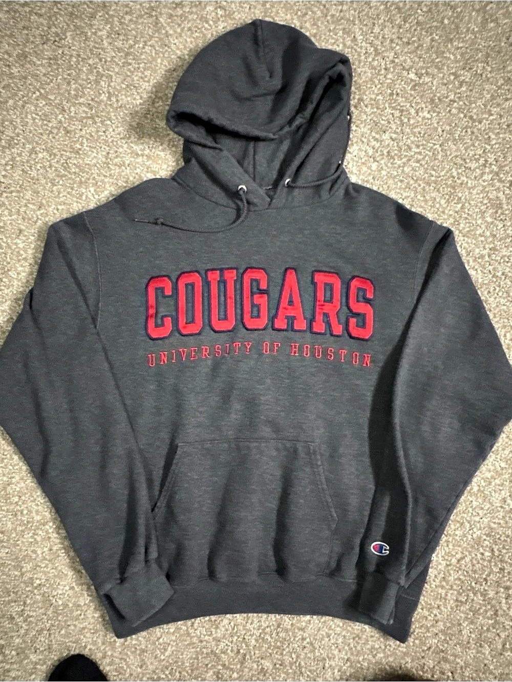 Champion University of Houston Cougars Embroidered Spellout Hoodie Gray